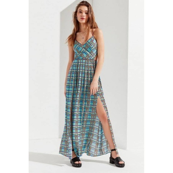 UO Gia Lace-Up Maxi Dress Size XS - Picture 2 of 11